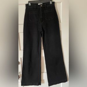Rollas High Rise Wide Leg Black Sailor Jeans Size 28